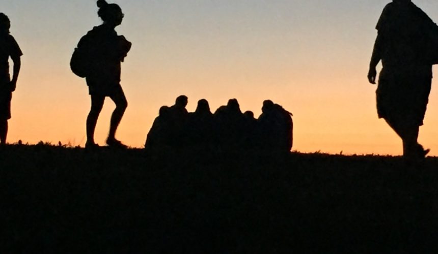 Group at sunset